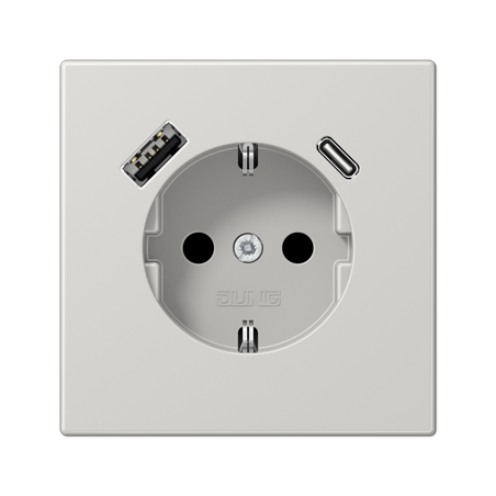 LS990 Schuko® pesa & USB A+C laadija helehall