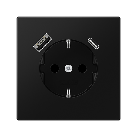 LS990 SCHUKO® socket with USB A+C charger matt graphite black