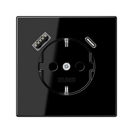 LS990 SCHUKO® socket with USB A+C charger black