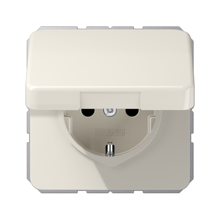 CD500 SCHUKO socket with hinged lid IP44 ivory
