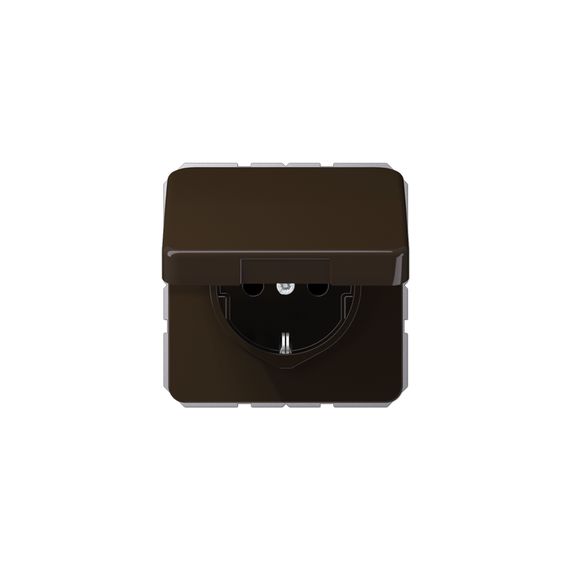 CD500 SCHUKO socket with hinged lid IP44 brown