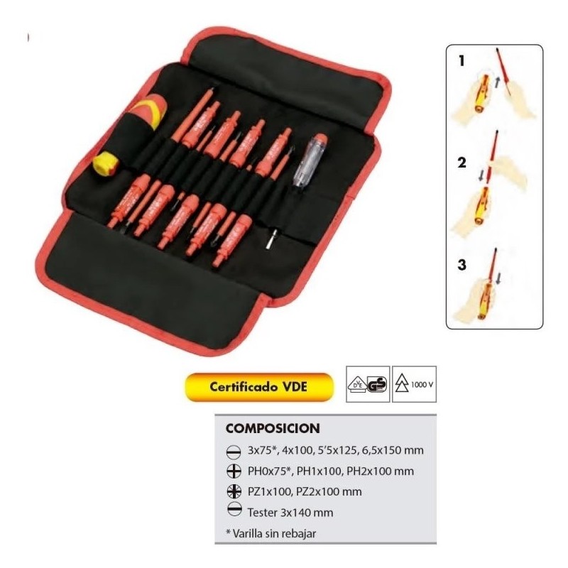 Kruvikeeraja kompl 11 os. 1000V vahet. otsad vutlaris