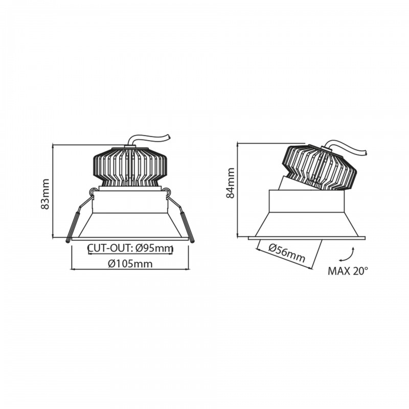 Popolare Lente IP44/IP20 Ø95/105mm