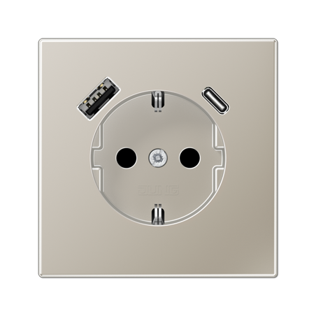 LS990 SCHUKO® socket with USB A+C charger Stainless steel