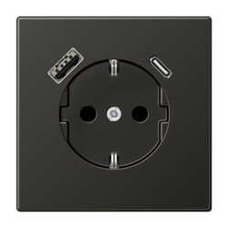 LS990 SCHUKO® socket with USB A+C charger Anthracite