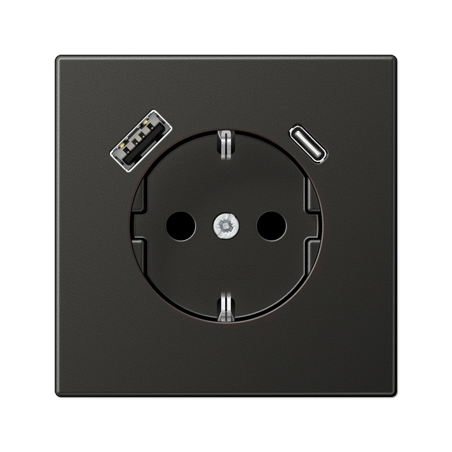 LS990 SCHUKO® socket with USB A+C charger Anthracite