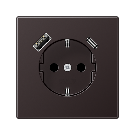 LS990 SCHUKO® socket with USB A+C charger Dark