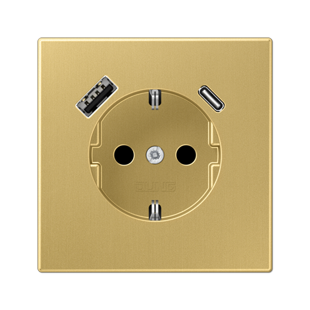 LS990 SCHUKO® socket with USB A+C charger Classic brass