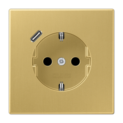 LS990 SCHUKO® socket with USB C charger Classic brass