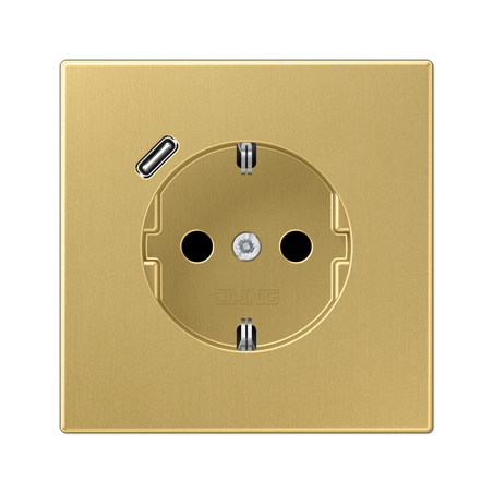LS990 SCHUKO® socket with USB C charger Classic brass