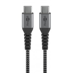 USB C - USB C kaabel must tekstiil
