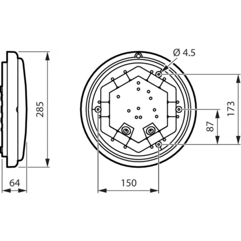 WL070V LED MDU Plafoon radarsensoriga IP65 Ø285mm